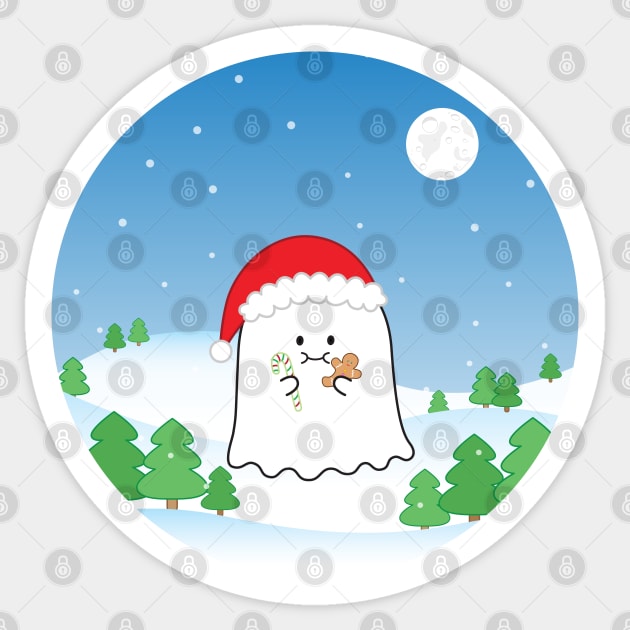 Gordie the Ghost (snowy Christmas) | by queenie's cards Sticker by queenie's cards